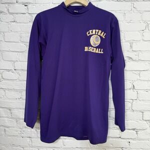 Vintage Russell Athletic Mock Neck‎ Warm Up Shirt USA XL Purple Central Baseball